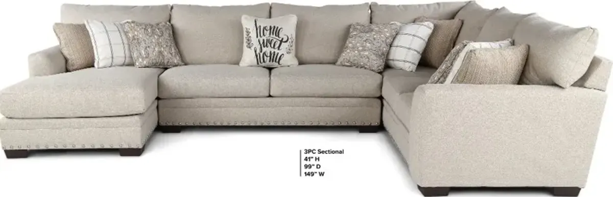 Middleton Beige 3 Piece Sectional