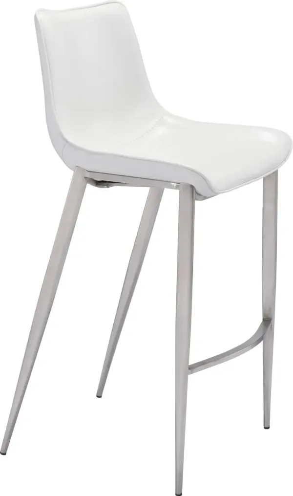 Magnus White and Silver Bar Stool, Set of 2