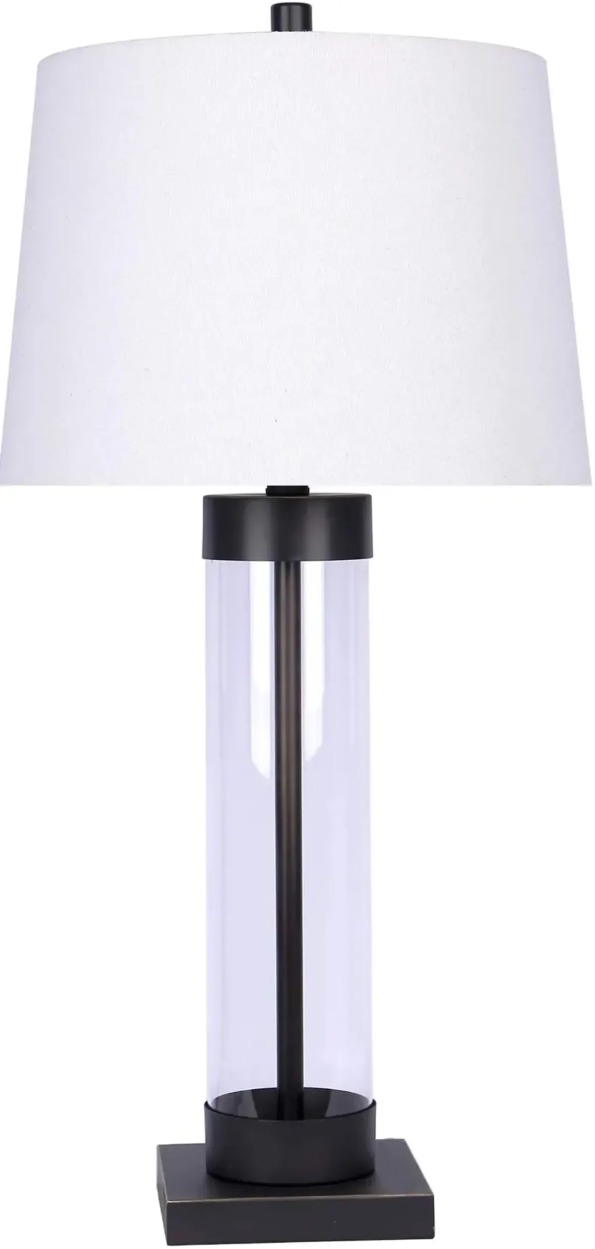 Clear Glass Cylinder and Oil Rubbed Bronze Table Lamp