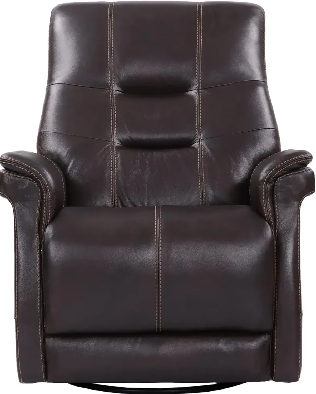 Andrew Coffee Brown Leather Power Swivel Glider Recliner