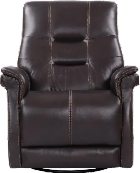 Andrew Coffee Brown Leather Power Swivel Glider Recliner