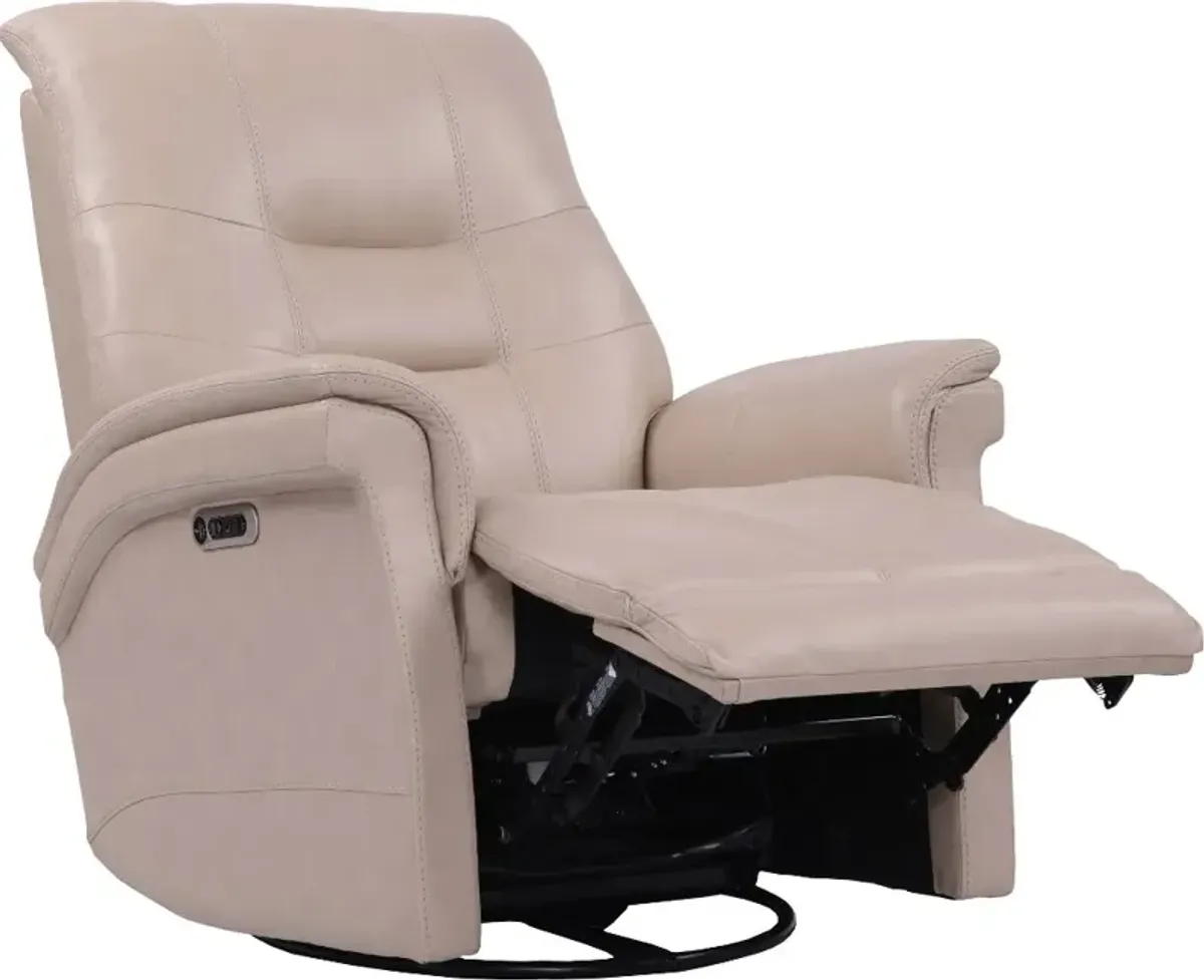 Andrew Beige Leather Power Swivel Glider Recliner