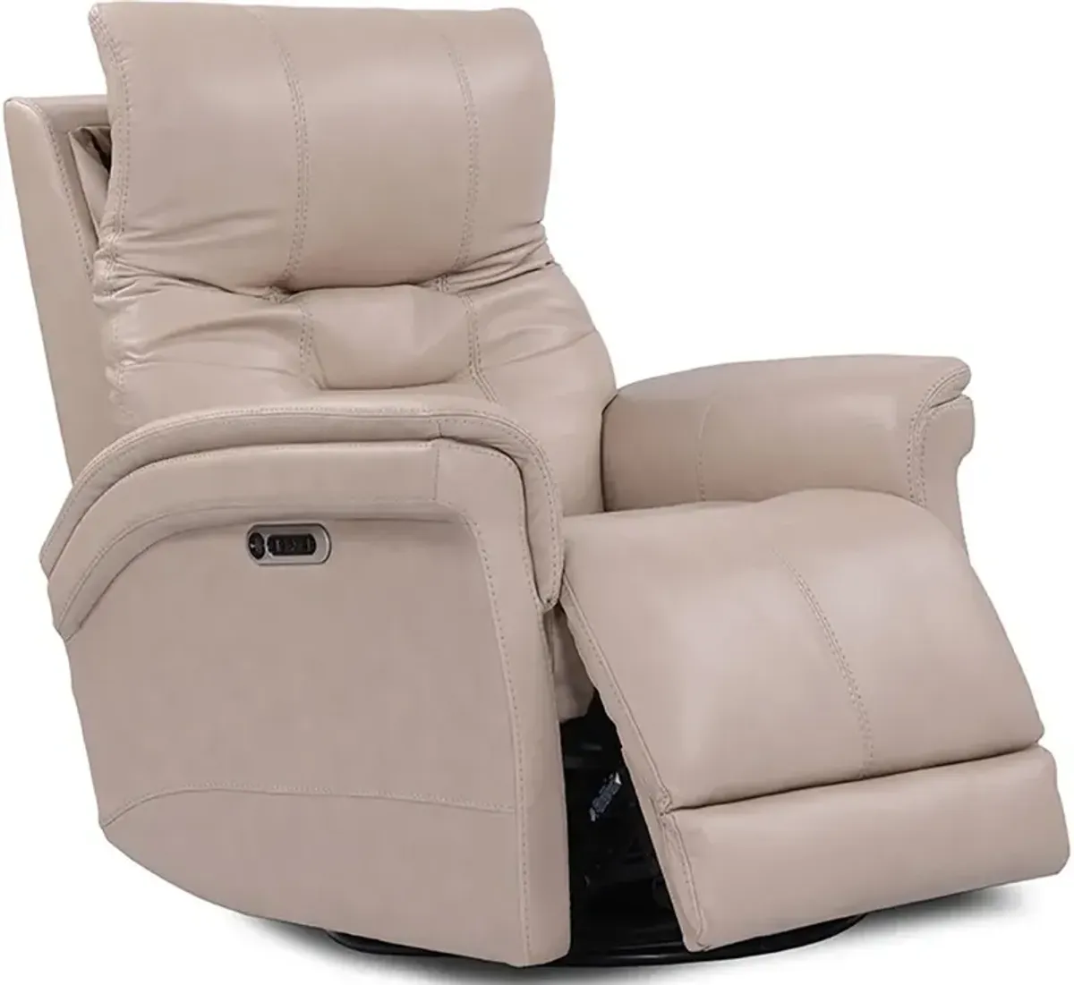 Andrew Beige Leather Power Swivel Glider Recliner