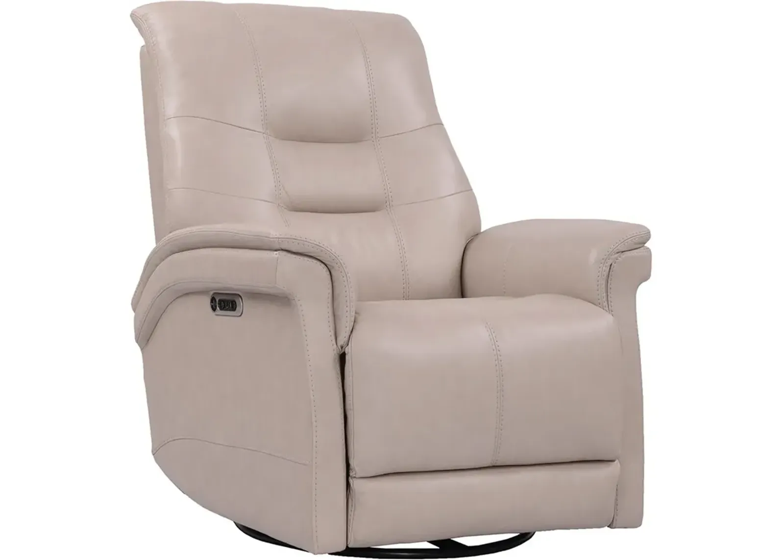 Andrew Beige Leather Power Swivel Glider Recliner