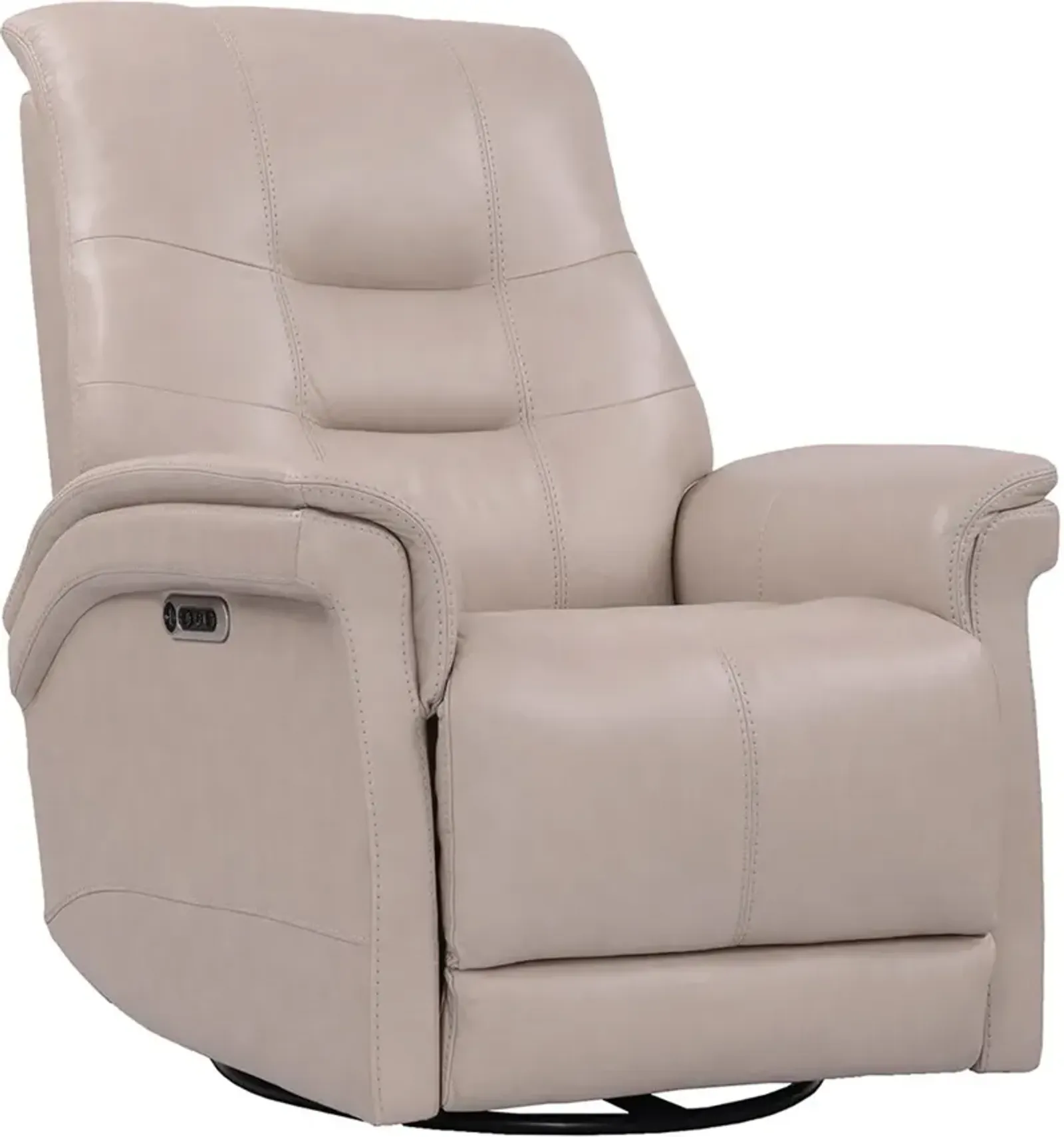 Andrew Beige Leather Power Swivel Glider Recliner