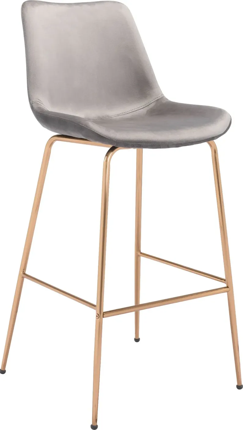 Gray Velvet Bar Stool - Tony