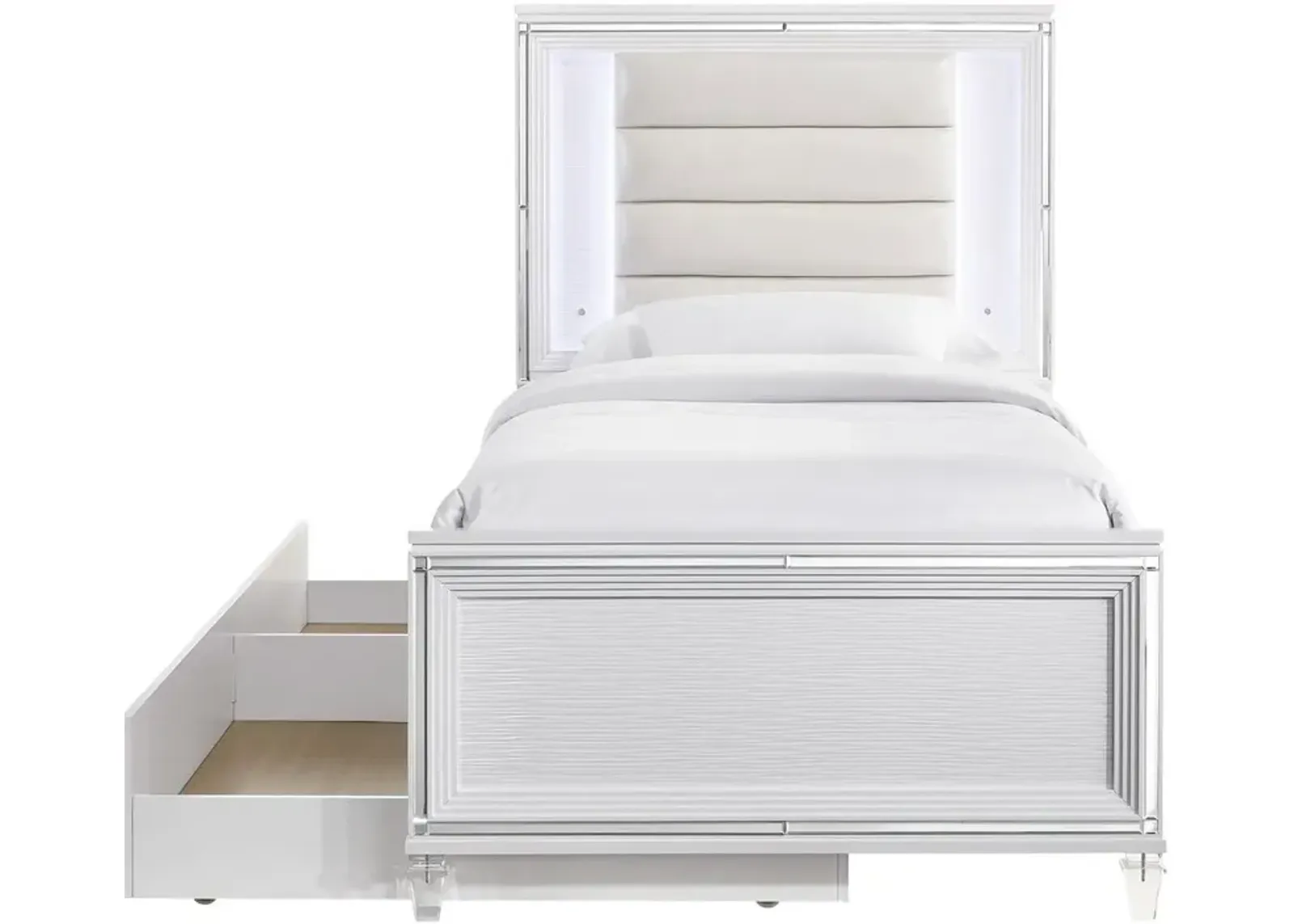 Posh White Twin Bed with Trundle