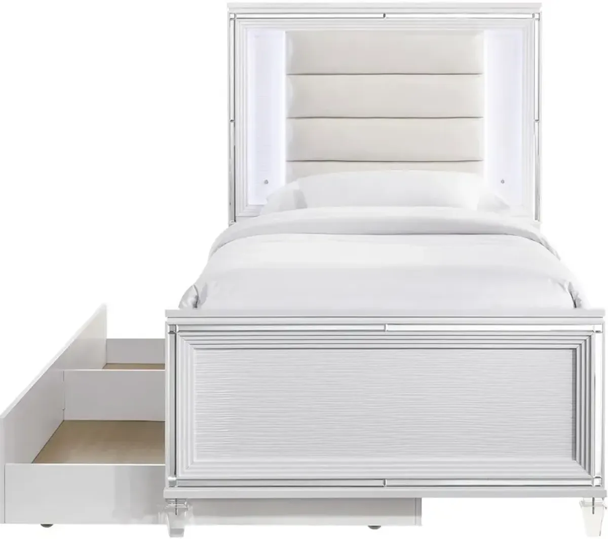 Posh White Twin Bed with Trundle