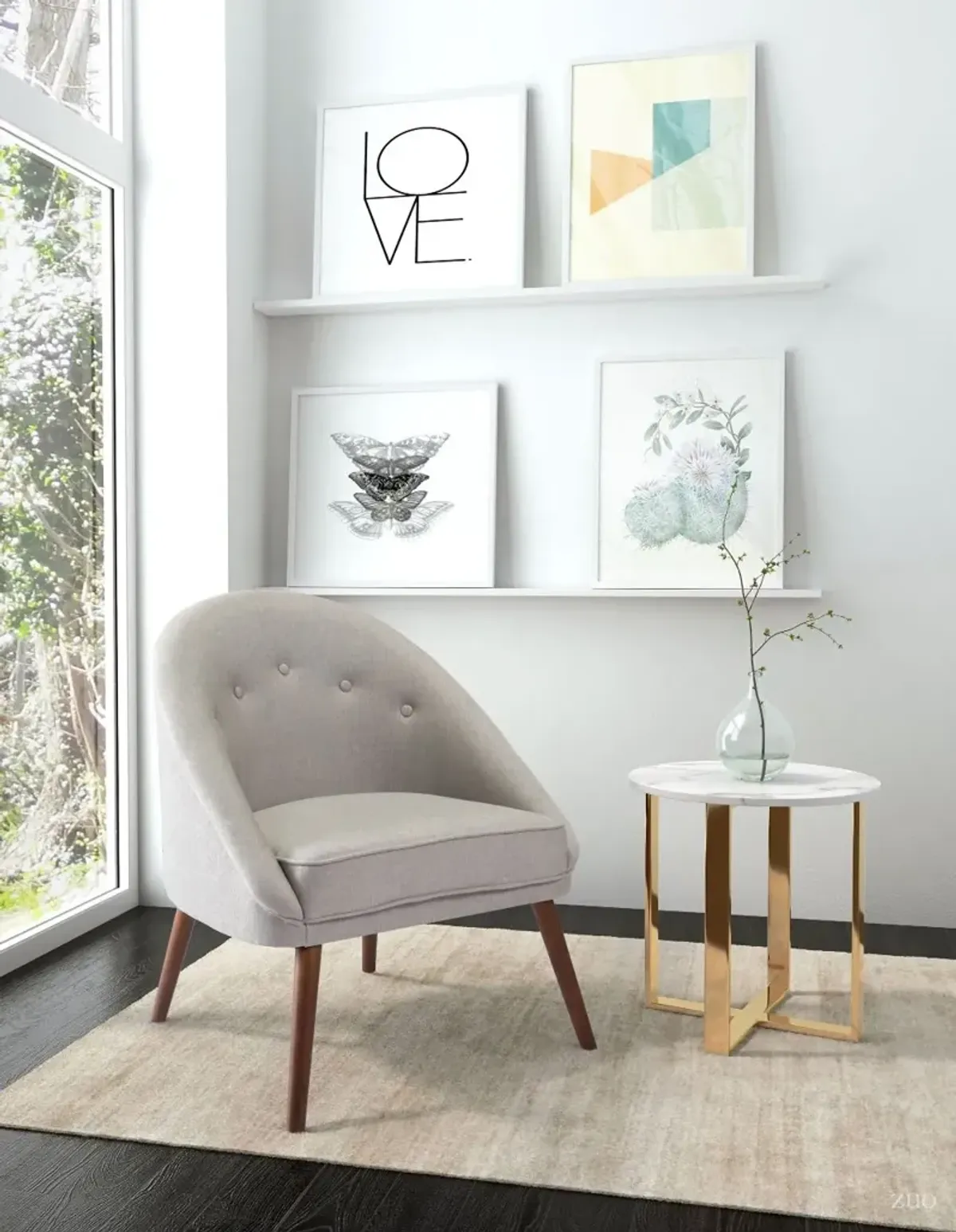 Cruise Mid Century Modern Gray Accent Chair