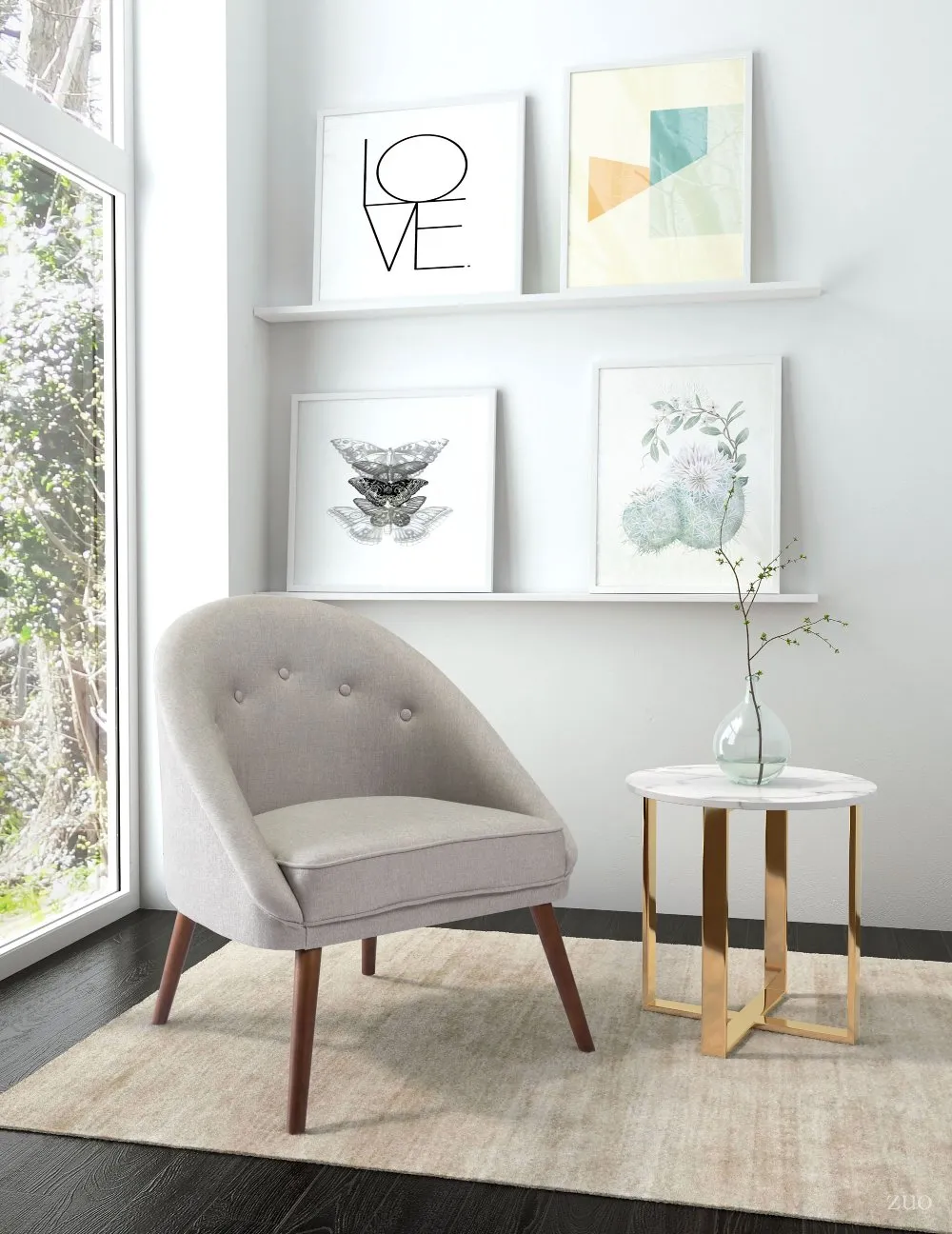 Cruise Mid Century Modern Gray Accent Chair