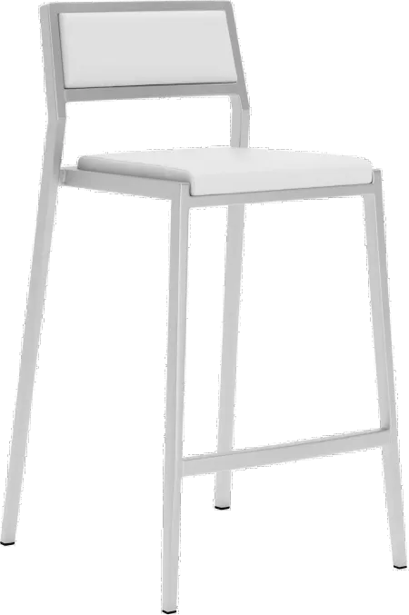 White and Chrome Counter Height Stool (Set of 2) - Dolemite