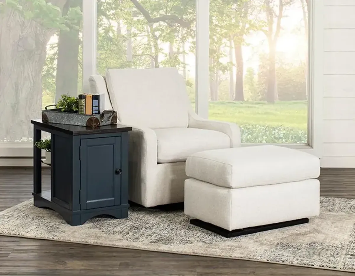 Transitional Glacier Off White Gliding Ottoman - Sugar Shack