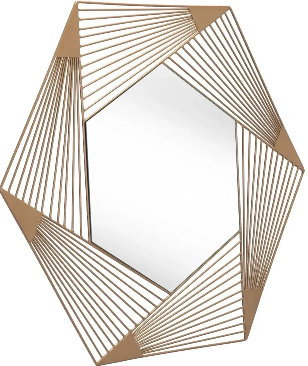 Modern Gold Hexagonal Wall Mirror - Aspect