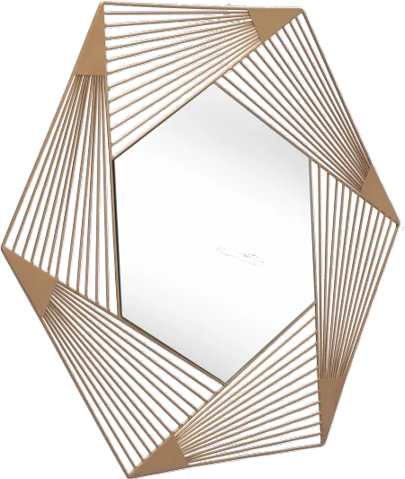 Modern Gold Hexagonal Wall Mirror - Aspect