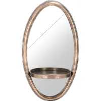 Petite Gold Oval Shaped Wall Mirror with Shelf - Ogee