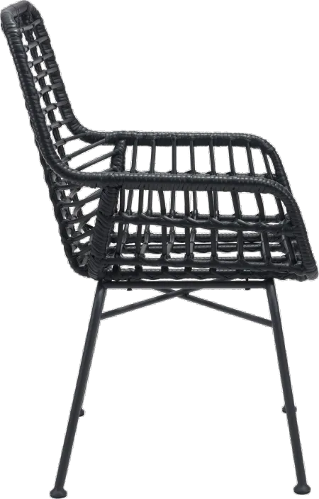 Pair of Black Modern Patio Dining Chairs - Lyon