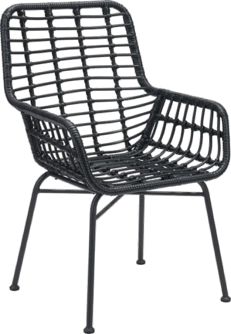 Pair of Black Modern Patio Dining Chairs - Lyon