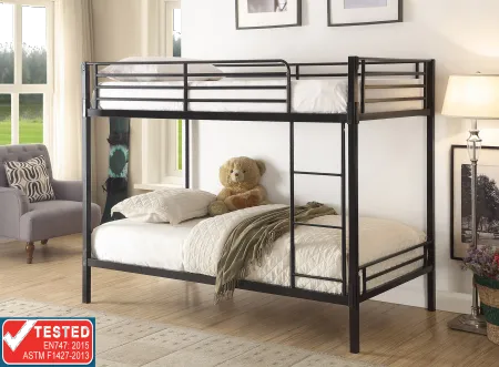 Black Metal Twin-over-Twin Bunk Bed - Boltzero