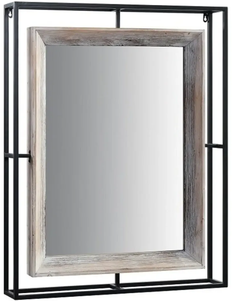 Alta Metal and Washed Gray Wood Industrial Mirror