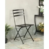 Set of 3 Black Metal Patio Chairs - Stone