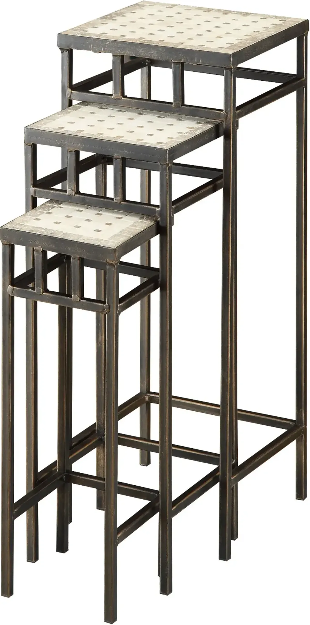 3 Piece Square Plant Stands - Travertine