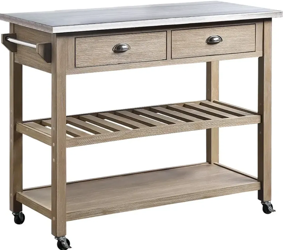 Wood Kitchen Cart with Metal Top - Alex