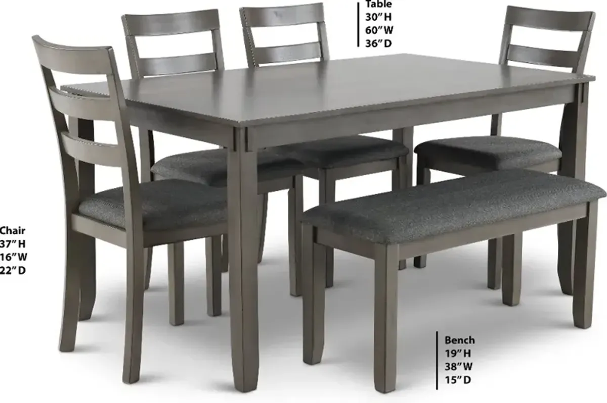 Bridson Gray 6 Piece Dining Room Set