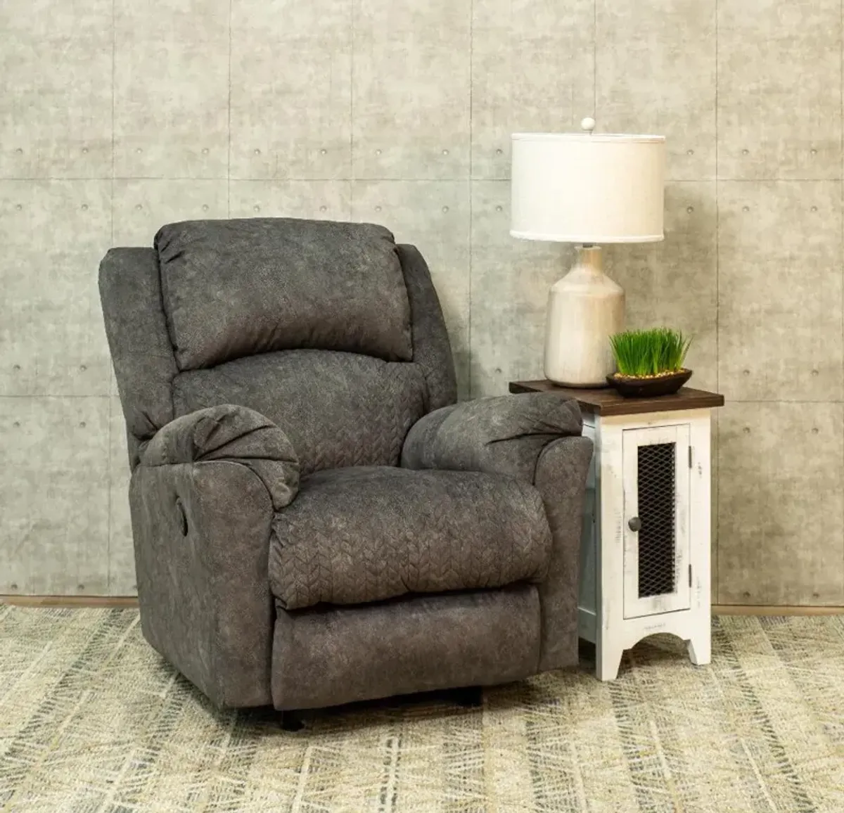 Malloy Gray Power Rocker Recliner