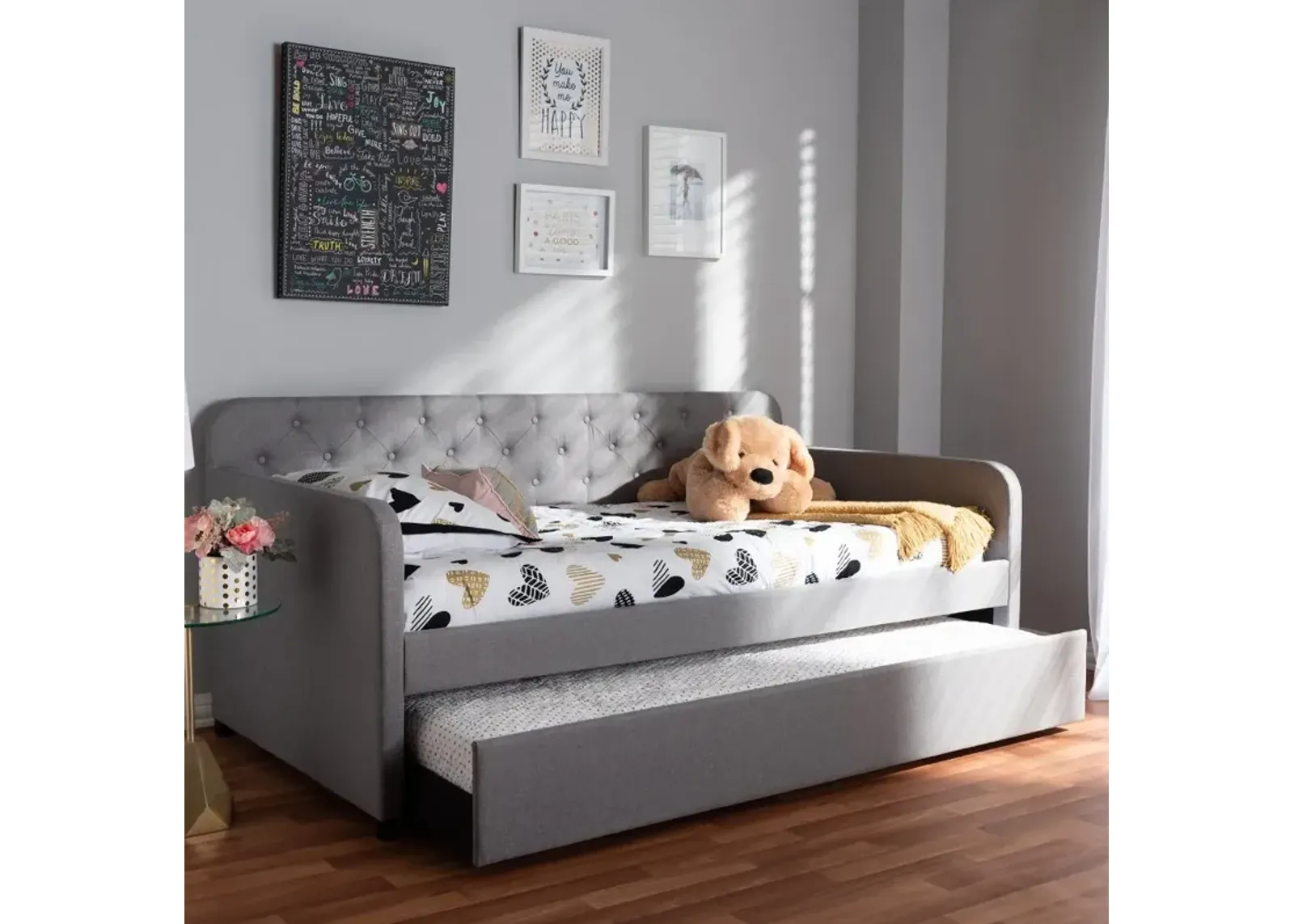 Modern Light Gray Upholstered Twin Daybed - Tahlia