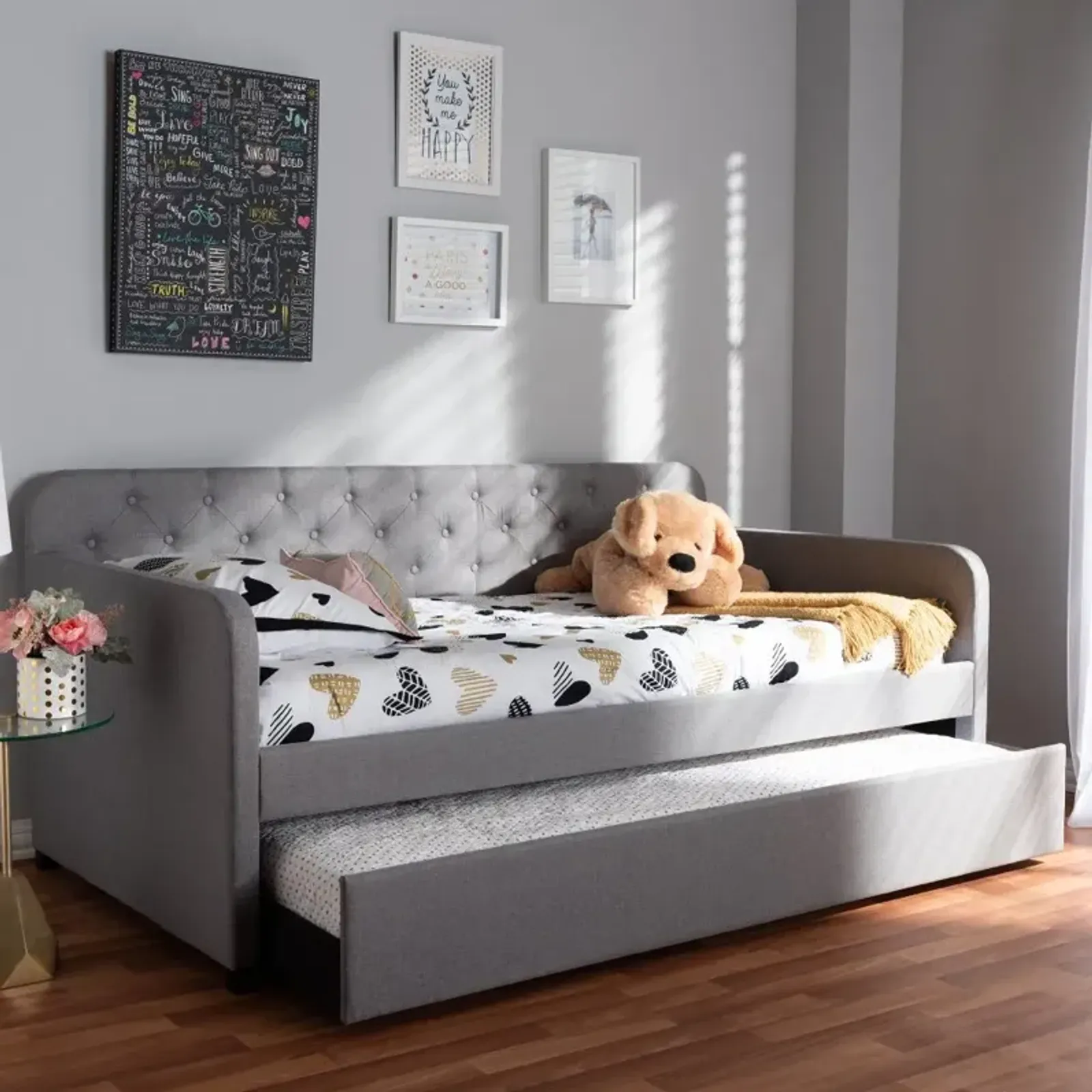 Modern Light Gray Upholstered Twin Daybed - Tahlia