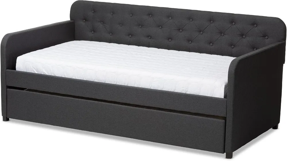 Modern Charcoal Upholstered Twin Daybed - Tahlia