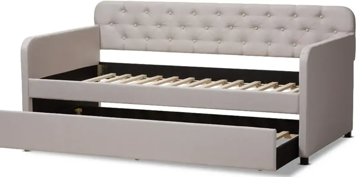 Modern Beige Upholstered Twin Daybed - Tahlia