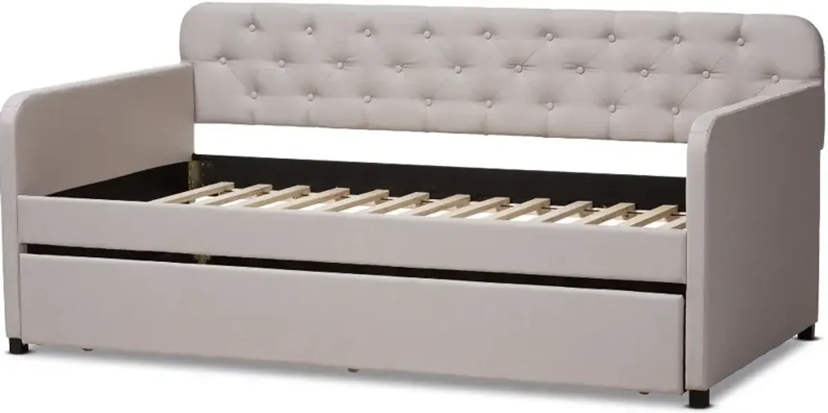 Modern Beige Upholstered Twin Daybed - Tahlia