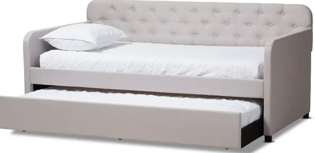 Modern Beige Upholstered Twin Daybed - Tahlia