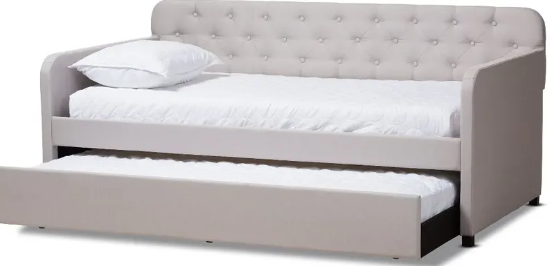 Modern Beige Upholstered Twin Daybed - Tahlia