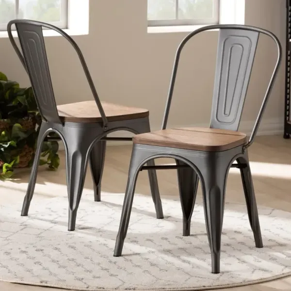 Melville Gunmetal Gray Metal Dining Room Chair