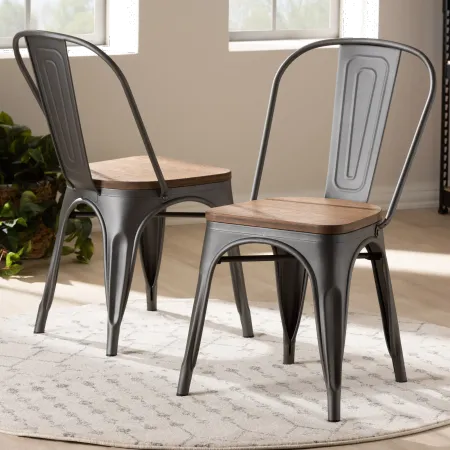Melville Gunmetal Gray Metal Dining Room Chair