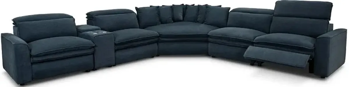 Biggie Eclipse Navy Blue Power Reclining Sectional with XL Wedge