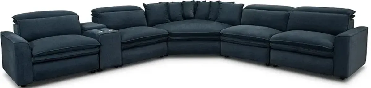 Biggie Eclipse Navy Blue Power Reclining Sectional with XL Wedge