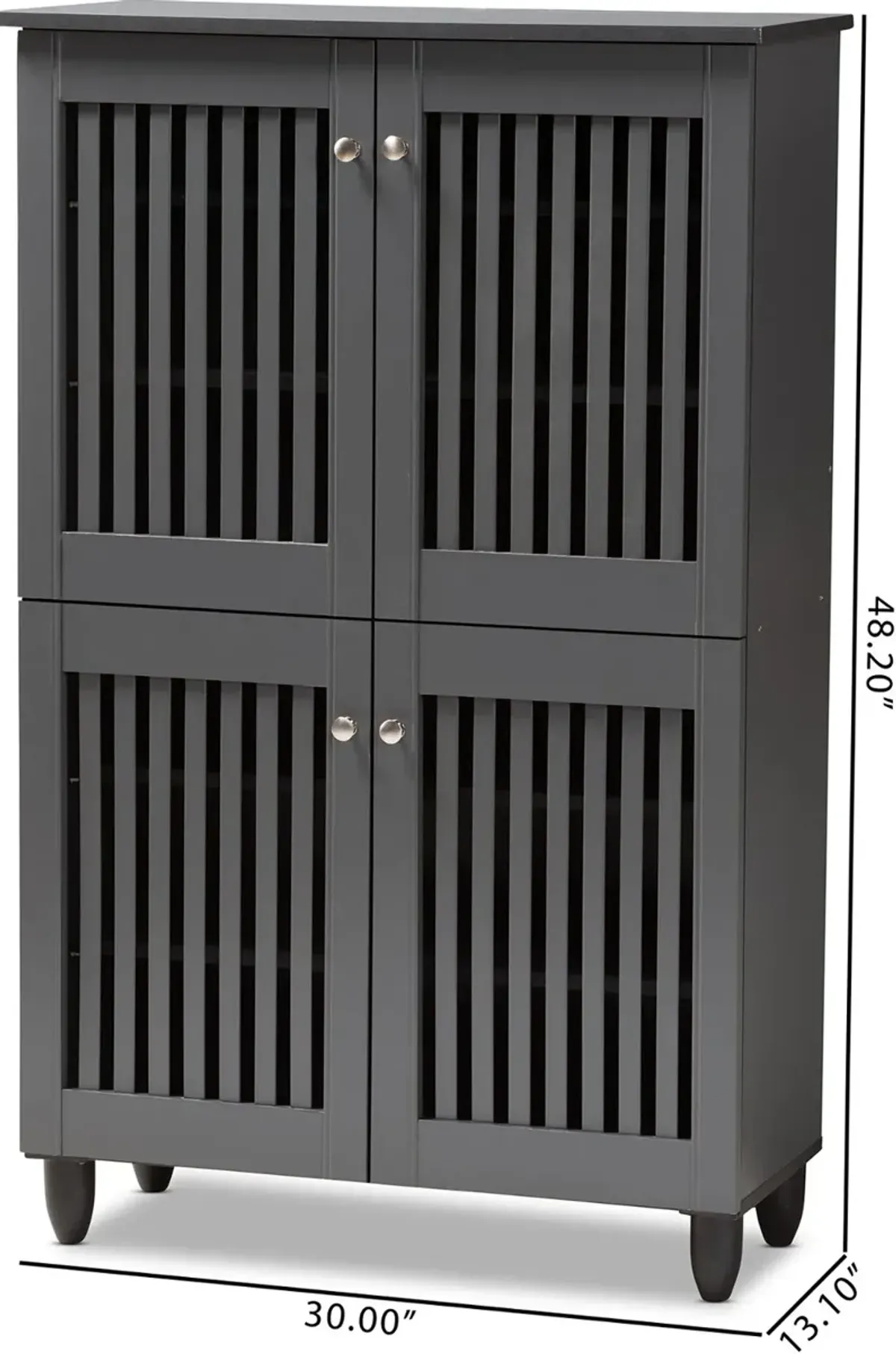 Modern Dark Gray 4 Door Entryway Shoe Storage Cabinet - Sheenagh