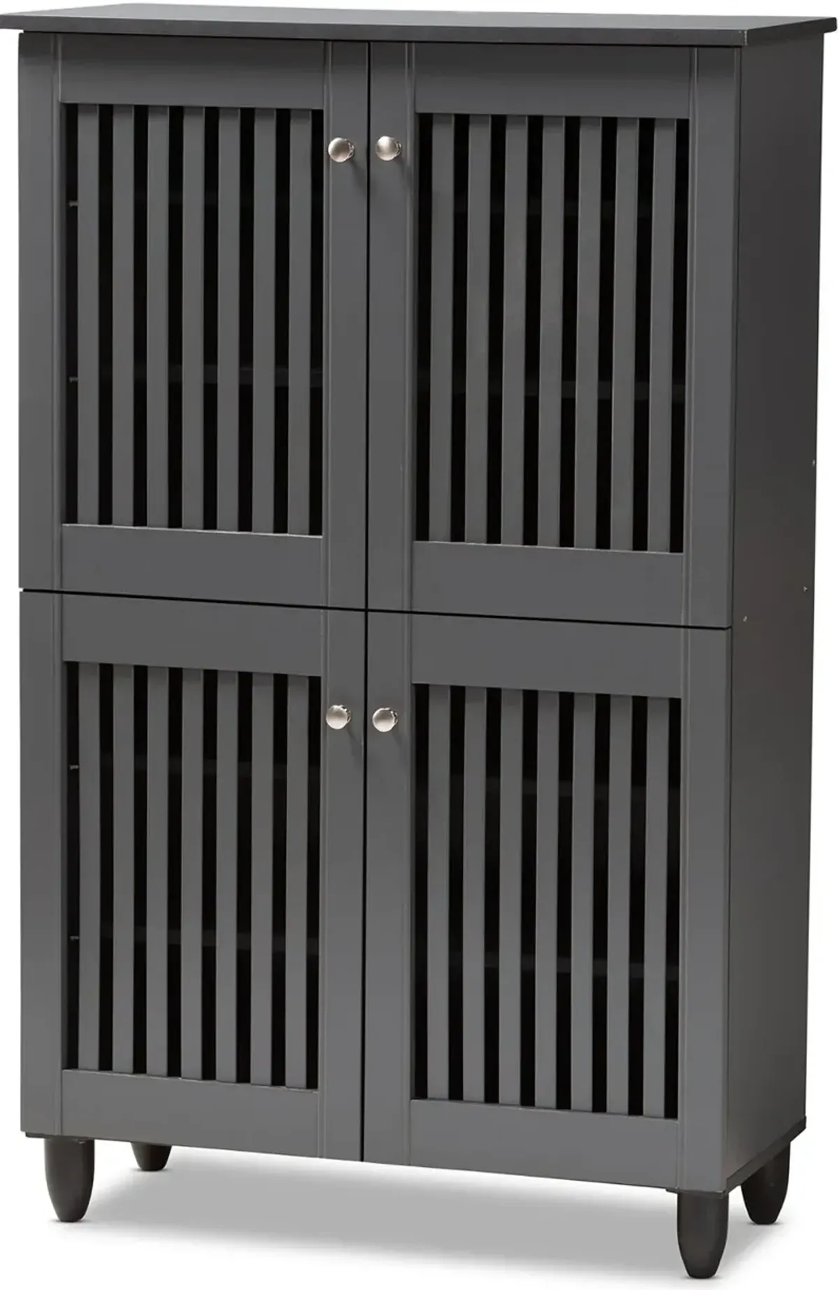 Modern Dark Gray 4 Door Entryway Shoe Storage Cabinet - Sheenagh