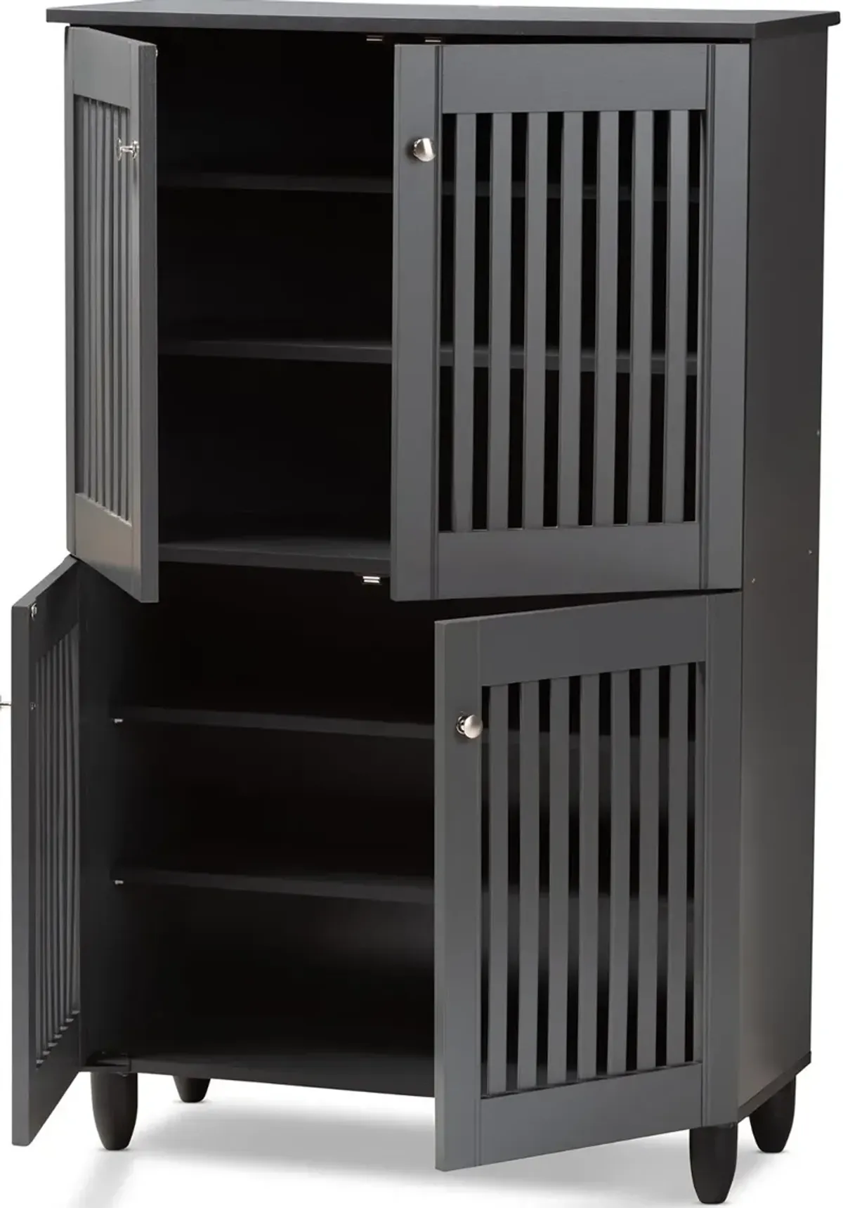 Modern Dark Gray 4 Door Entryway Shoe Storage Cabinet - Sheenagh