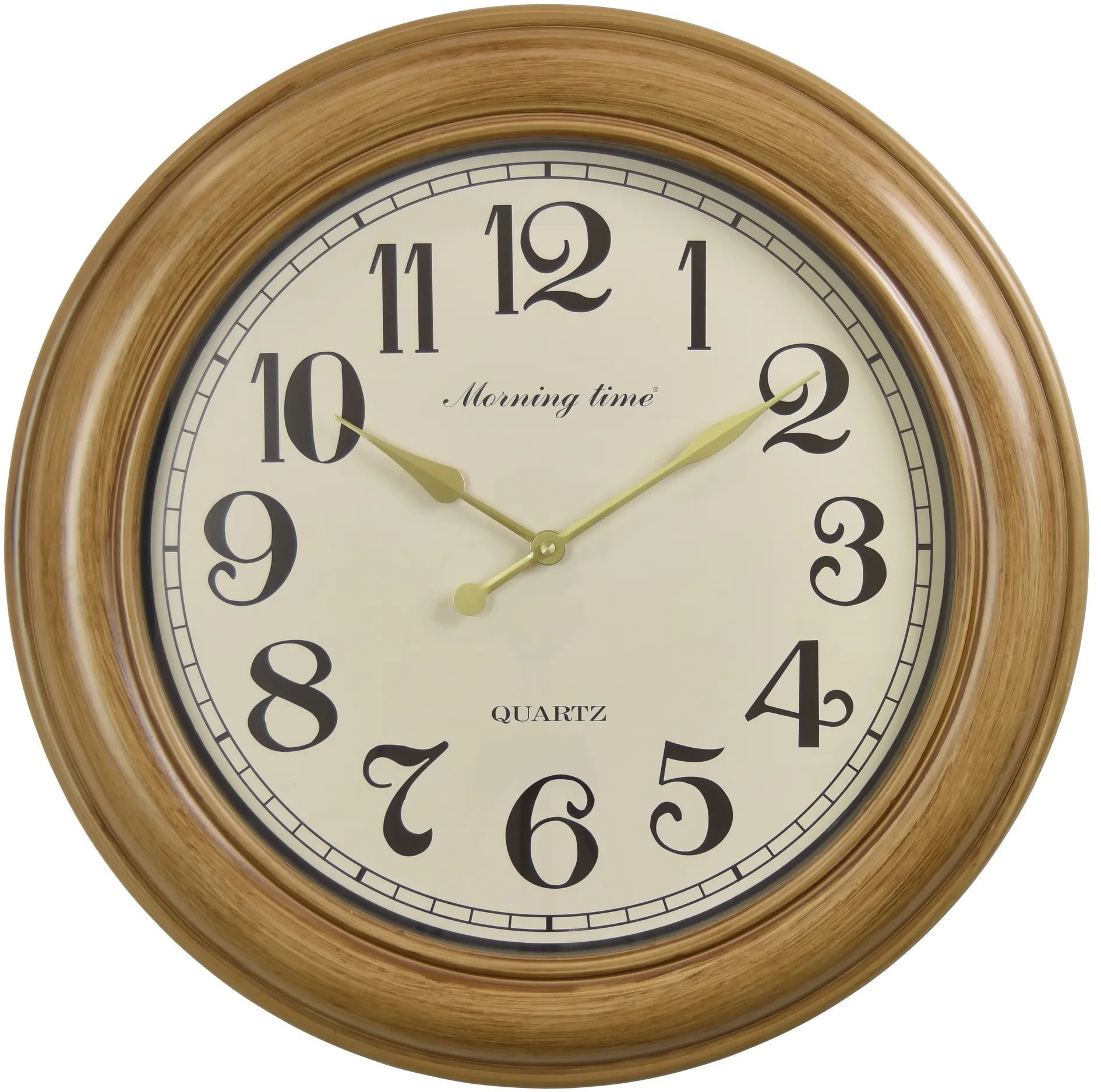 24 Inch Round Natural Light Brown Wall Clock with Cream Face