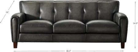 Savannah Ash Gray Leather 2 Piece Living Room Set - Amax Leather