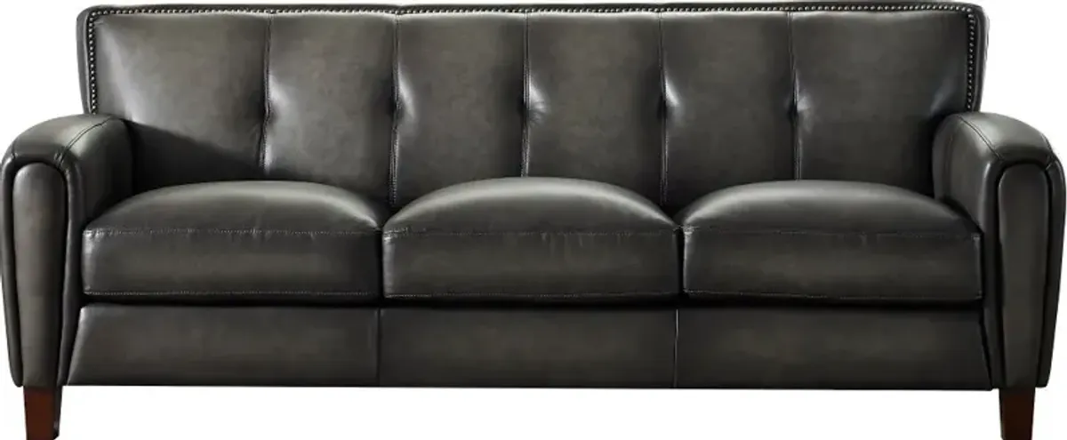 Savannah Ash Gray Leather Sofa