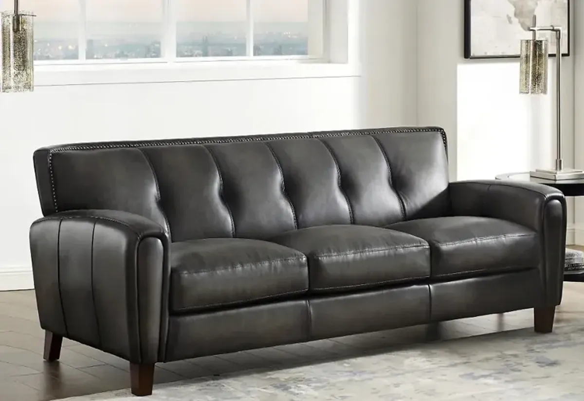 Savannah Ash Gray Leather Sofa