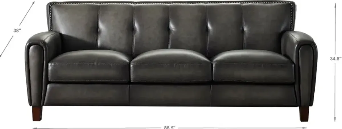 Savannah Ash Gray Leather Sofa