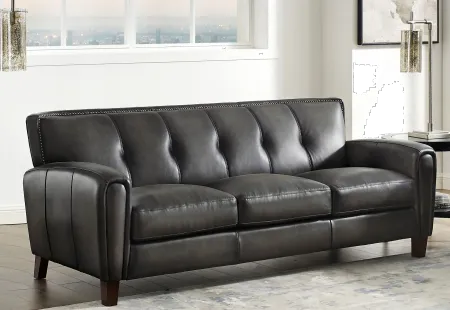 Savannah Ash Gray Leather Sofa