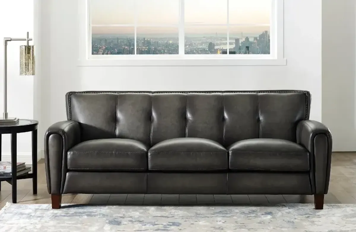 Savannah Ash Gray Leather Sofa