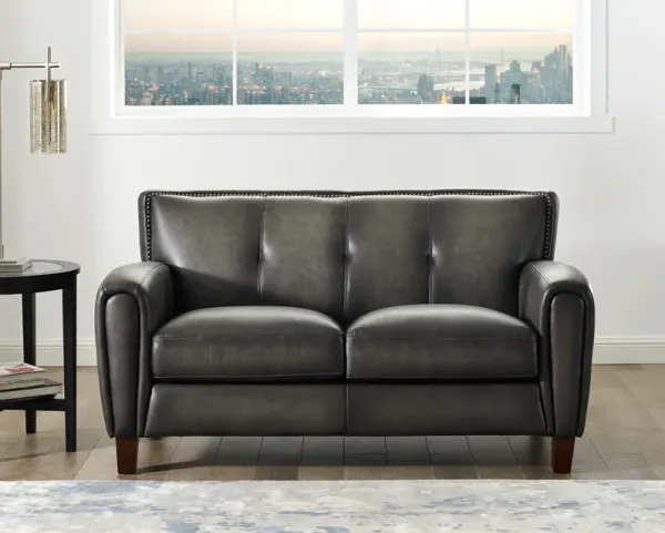 Savannah Ash Gray Leather Loveseat - Amax Leather